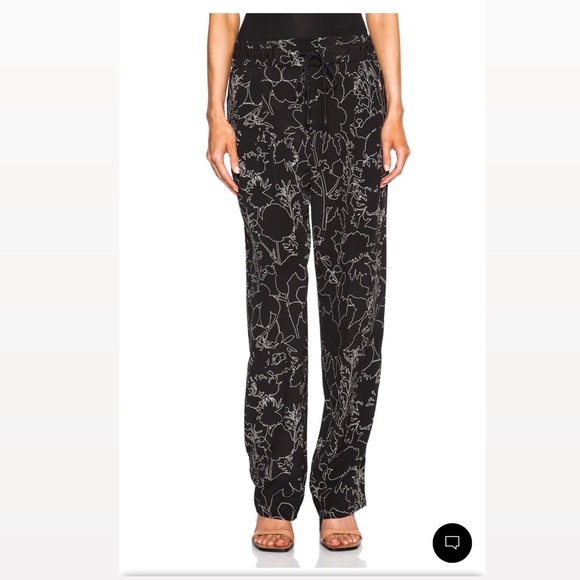 NWT Rag & Bone Harvey Floral Print Silk Wide Leg Drawstring Pants - Picture 1 of 12